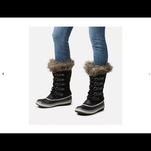 NWOB/T Sorel Black & Quarry Joan of Arctic Waterproof Snow Boots Size 9